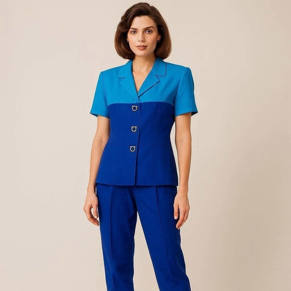 Vintage 1980s/1990s two-piece Pant Suit‎ Jessica Howard Linen Blend 10